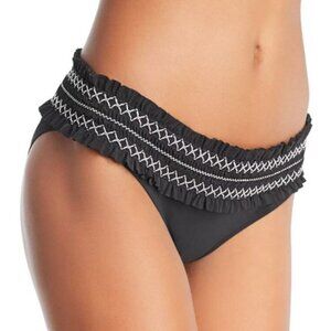 NWT Tory Burch Costa XS Black Smocked Hipster Bikini Swim Bottom 116161